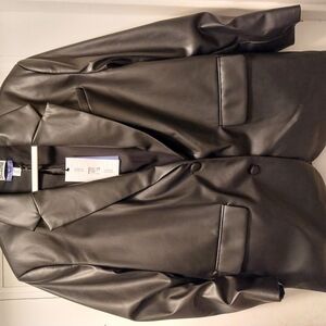 Black Faux Leather Blazer